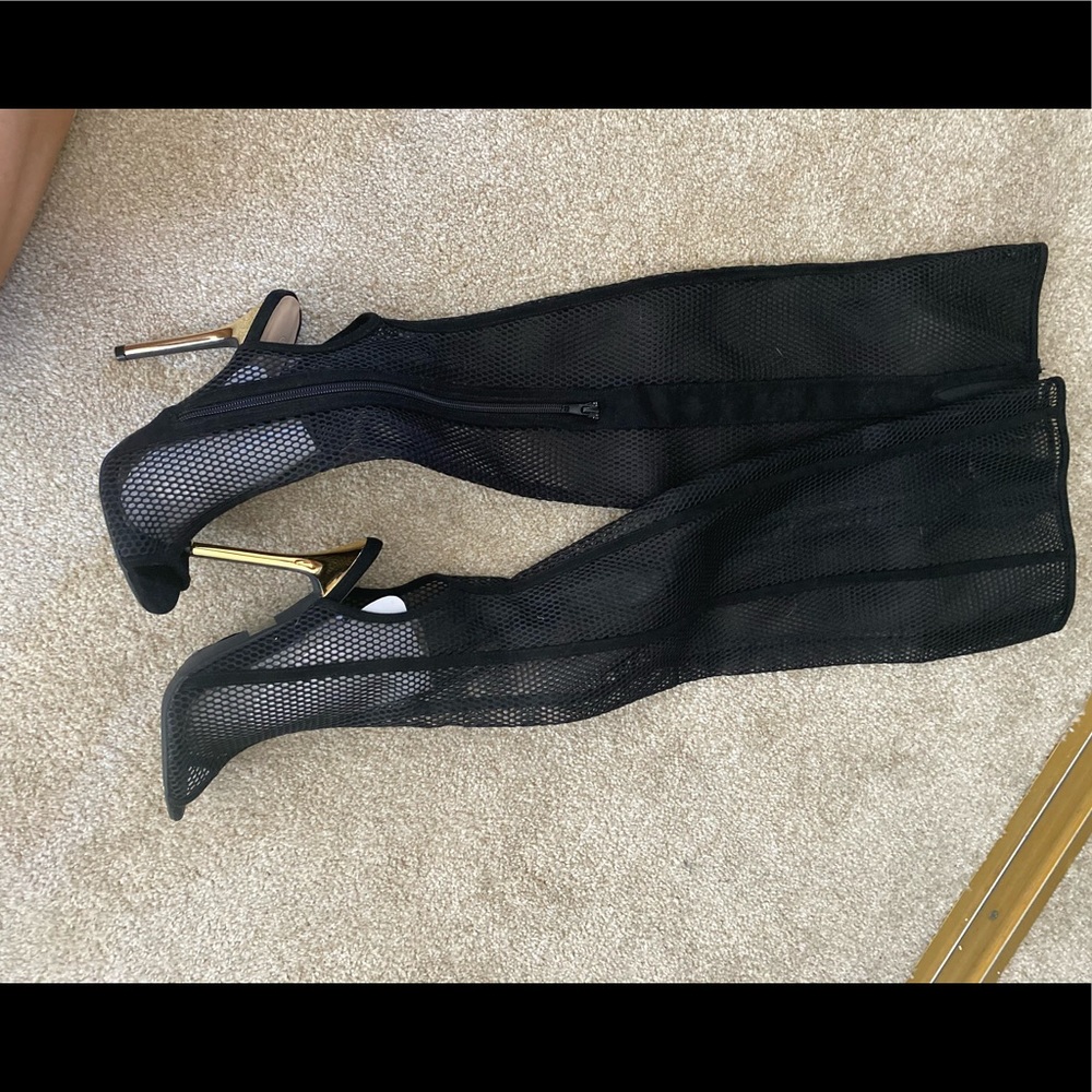 Mesh Knee High Boots